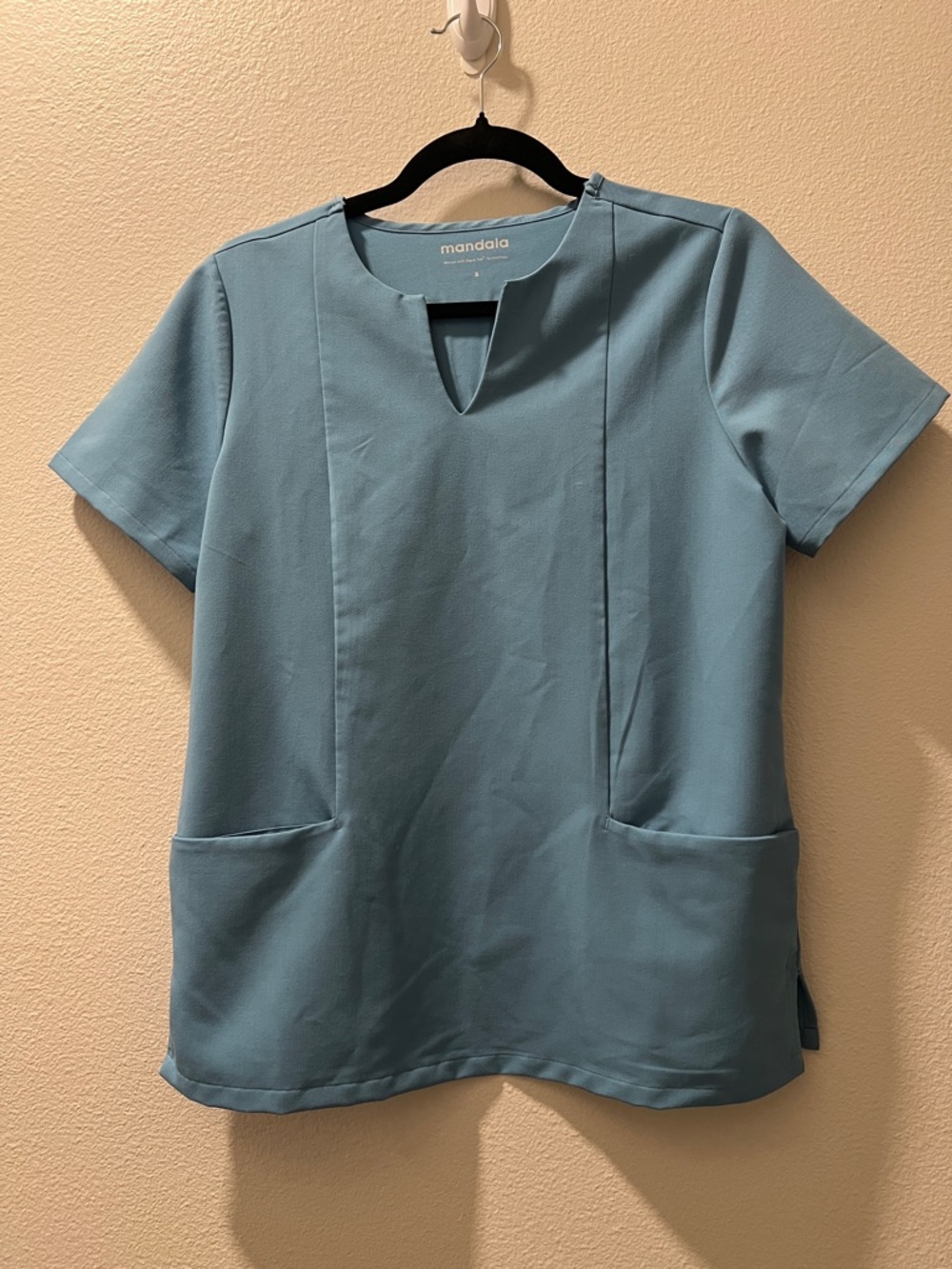 Mandala Light Blue Medical Scrub Top